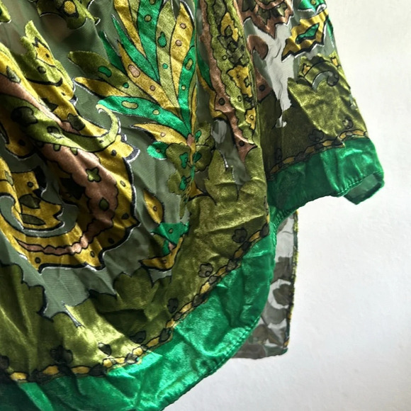 Cynthia Rowley Green Paisley Velvet Burnout Scarf - Picture 7 of 9